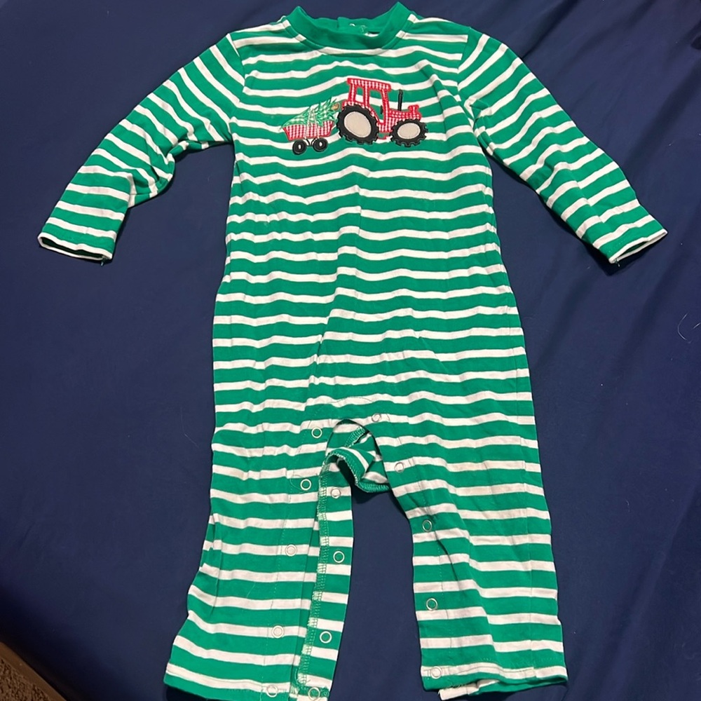 Trotter St Kids Christmas tractor onesie
